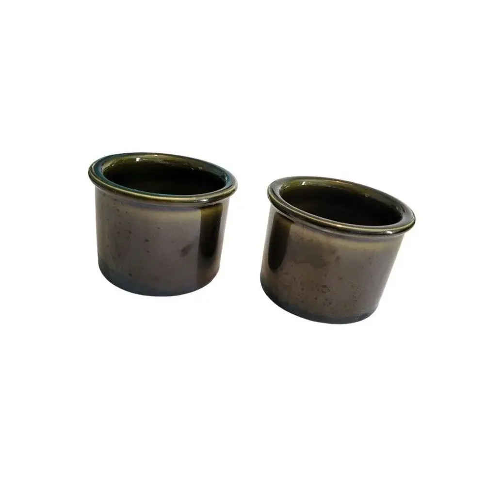 USA Pottery Green Dip Cups Votive Candle Holders Vintage Handmade